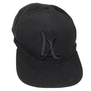 LA Black Baseball Trucker Cap Hat Adult One Size Snap Back Cotton FLAW